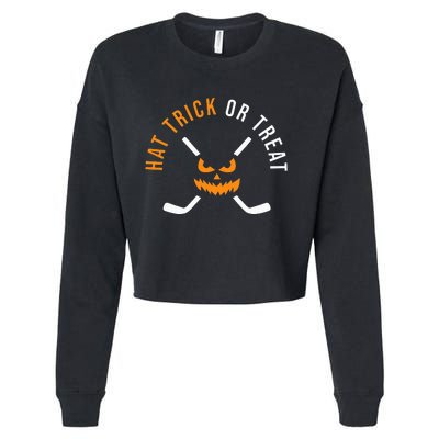 Halloween Hockey Hat Trick Or Treat Ice Hockey Player Cropped Pullover Crew