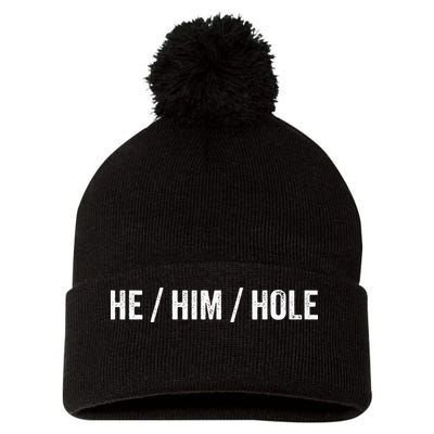 He Him Hole Pom Pom 12in Knit Beanie