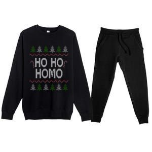 Ho Ho Ho Homo Homosexual Lgbt Ugly Christmas Meaningful Gift Premium Crewneck Sweatsuit Set