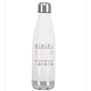 Ho Ho Ho Homo Homosexual Lgbt Ugly Christmas Meaningful Gift Stainless Steel Insulated Water Bottle