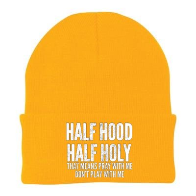 Half Hood Half Holy Pray With Me Dont Play With Me Funny Knit Cap Winter Beanie