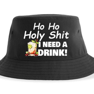 Ho Ho Holy I Need A Drink Funny Christmas Santa Claus Sustainable Bucket Hat