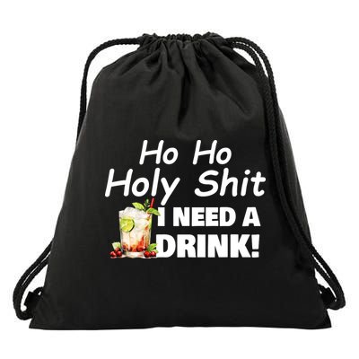 Ho Ho Holy I Need A Drink Funny Christmas Santa Claus Drawstring Bag