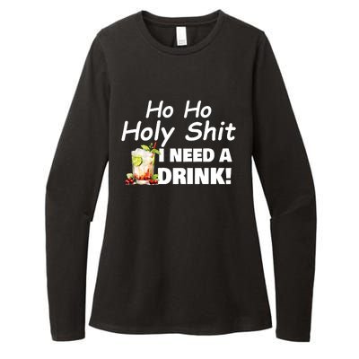 Ho Ho Holy I Need A Drink Funny Christmas Santa Claus Womens CVC Long Sleeve Shirt