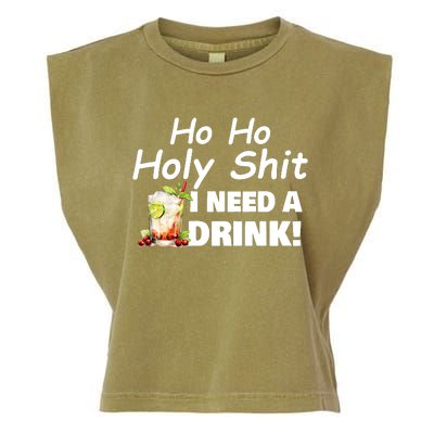 Ho Ho Holy I Need A Drink Funny Christmas Santa Claus Garment-Dyed Women's Muscle Tee