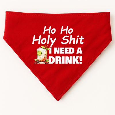 Ho Ho Holy I Need A Drink Funny Christmas Santa Claus USA-Made Doggie Bandana