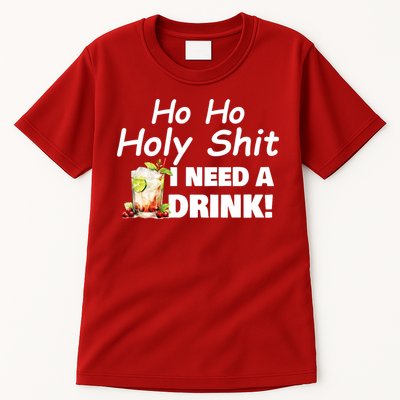 Ho Ho Holy I Need A Drink Funny Christmas Santa Claus Tall T-Shirt