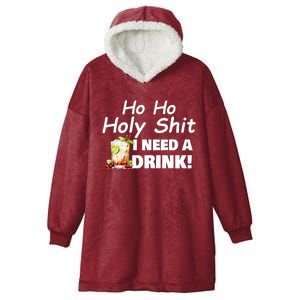 Ho Ho Holy I Need A Drink Funny Christmas Santa Claus Hooded Wearable Blanket