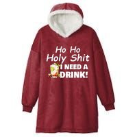 Ho Ho Holy I Need A Drink Funny Christmas Santa Claus Hooded Wearable Blanket