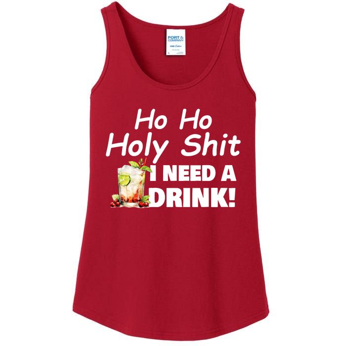 Ho Ho Holy I Need A Drink Funny Christmas Santa Claus Ladies Essential Tank