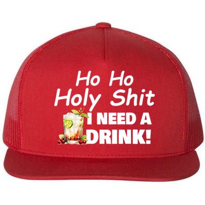 Ho Ho Holy I Need A Drink Funny Christmas Santa Claus Flatbill Hat