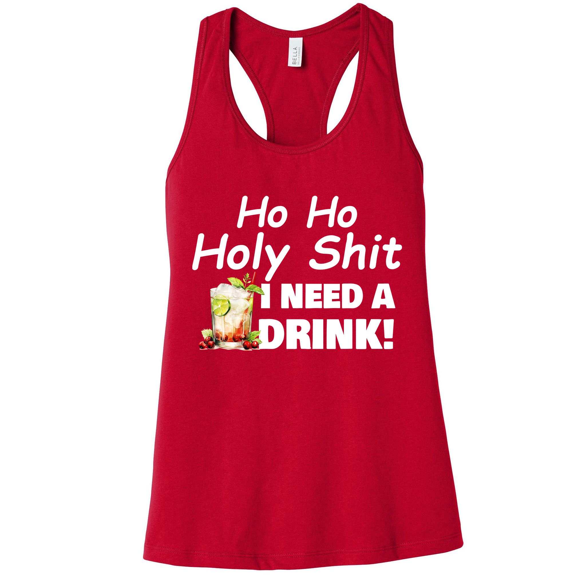 Ho Ho Holy I Need A Drink Funny Christmas Santa Claus Womens Tank Top
