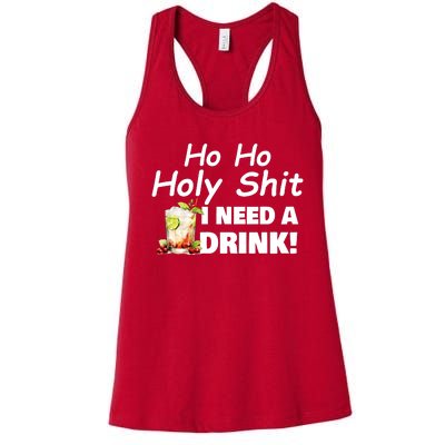 Ho Ho Holy I Need A Drink Funny Christmas Santa Claus Women's Racerback Tank