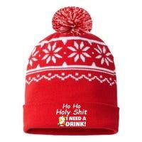 Ho Ho Holy I Need A Drink Funny Christmas Santa Claus USA-Made Snowflake Beanie