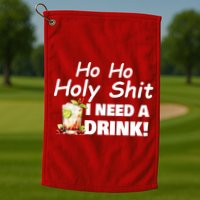 Ho Ho Holy I Need A Drink Funny Christmas Santa Claus Golf Towel