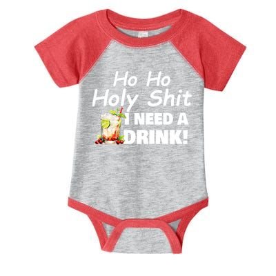 Ho Ho Holy I Need A Drink Funny Christmas Santa Claus Infant Baby Jersey Bodysuit