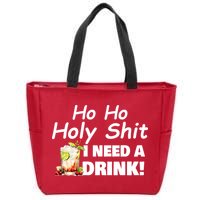 Ho Ho Holy I Need A Drink Funny Christmas Santa Claus Zip Tote Bag