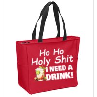 Ho Ho Holy I Need A Drink Funny Christmas Santa Claus Zip Tote Bag