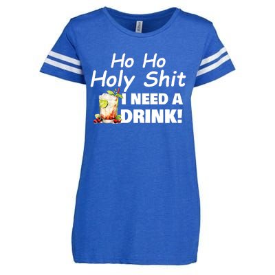 Ho Ho Holy I Need A Drink Funny Christmas Santa Claus Enza Ladies Jersey Football T-Shirt