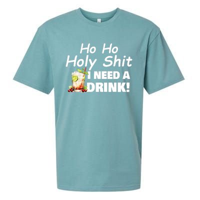 Ho Ho Holy I Need A Drink Funny Christmas Santa Claus Sueded Cloud Jersey T-Shirt