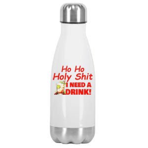 Ho Ho Holy I Need A Drink Funny Christmas Santa Claus Stainless Steel Insulated Water Bottle