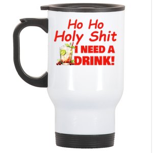 Ho Ho Holy I Need A Drink Funny Christmas Santa Claus Stainless Steel Travel Mug