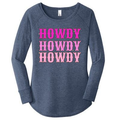 Howdy Howdy Howdy Hot Pink And White Aesthetic Space Cowgirl Funny Gift Women's Perfect Tri Tunic Long Sleeve Shirt