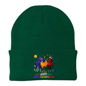 Happy Hallothanksmas Horse Halloween Thanksgiving Christmas Knit Cap Winter Beanie