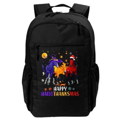 Happy Hallothanksmas Horse Halloween Thanksgiving Christmas Daily Commute Backpack