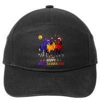 Happy Hallothanksmas Horse Halloween Thanksgiving Christmas 7-Panel Snapback Hat