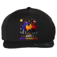 Happy Hallothanksmas Horse Halloween Thanksgiving Christmas Wool Snapback Cap