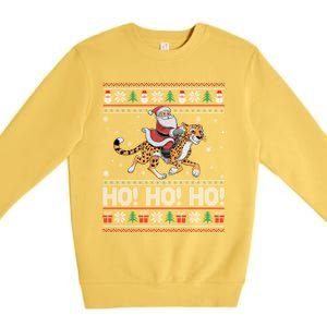 Ho Ho Ho Santa Claus Riding Cheetah Christmas Gift Premium Crewneck Sweatshirt