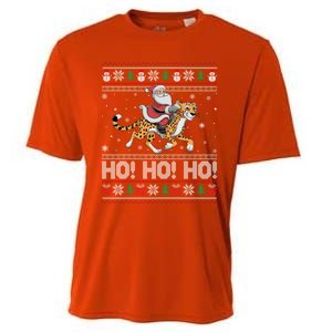 Ho Ho Ho Santa Claus Riding Cheetah Christmas Gift Cooling Performance Crew T-Shirt