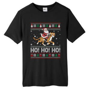 Ho Ho Ho Santa Claus Riding Cheetah Christmas Gift Tall Fusion ChromaSoft Performance T-Shirt