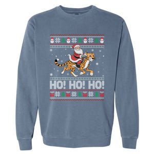 Ho Ho Ho Santa Claus Riding Cheetah Christmas Gift Garment-Dyed Sweatshirt