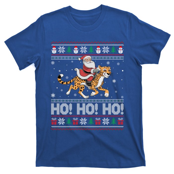 Ho Ho Ho Santa Claus Riding Cheetah Christmas Gift T-Shirt