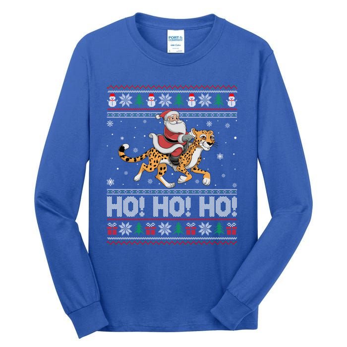 Ho Ho Ho Santa Claus Riding Cheetah Christmas Gift Tall Long Sleeve T-Shirt