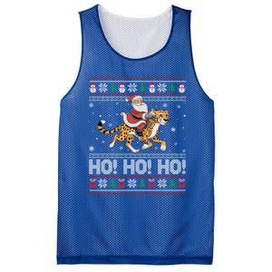 Ho Ho Ho Santa Claus Riding Cheetah Christmas Gift Mesh Reversible Basketball Jersey Tank