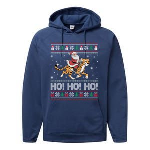 Ho Ho Ho Santa Claus Riding Cheetah Christmas Gift Performance Fleece Hoodie