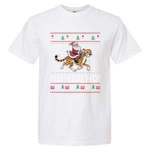 Ho Ho Ho Santa Claus Riding Cheetah Christmas Gift Garment-Dyed Heavyweight T-Shirt