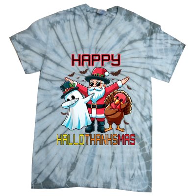 Happy Hallothanksmas Halloween Thanksgiving Christmas 2024 Tie-Dye T-Shirt