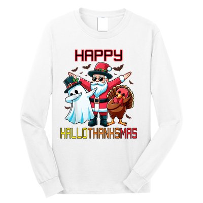 Happy Hallothanksmas Halloween Thanksgiving Christmas 2024 Long Sleeve Shirt