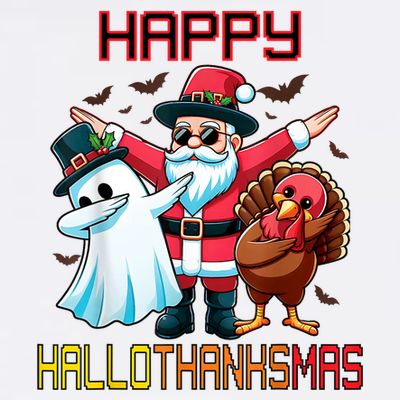 Happy Hallothanksmas Halloween Thanksgiving Christmas 2024 T-Shirt