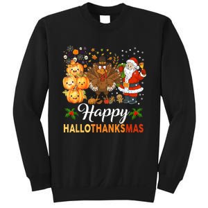 Happy Hallothanksmas Halloween Thanksgiving Christmas Funny Sweatshirt