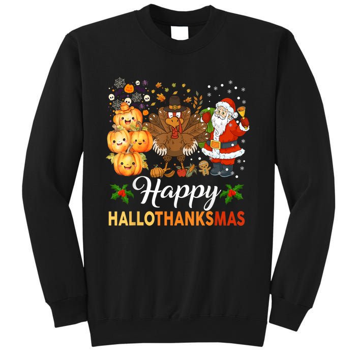 Happy Hallothanksmas Halloween Thanksgiving Christmas Funny Sweatshirt