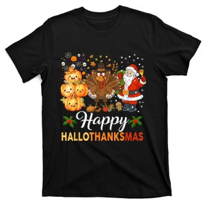 Happy Hallothanksmas Halloween Thanksgiving Christmas Funny T-Shirt