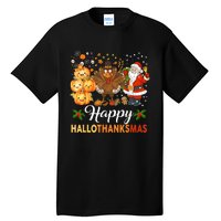 Happy Hallothanksmas Halloween Thanksgiving Christmas Funny Tall T-Shirt