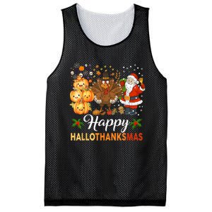 Happy Hallothanksmas Halloween Thanksgiving Christmas Funny Mesh Reversible Basketball Jersey Tank