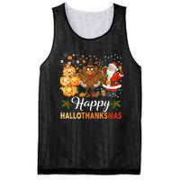 Happy Hallothanksmas Halloween Thanksgiving Christmas Funny Mesh Reversible Basketball Jersey Tank