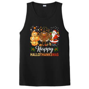 Happy Hallothanksmas Halloween Thanksgiving Christmas Funny PosiCharge Competitor Tank